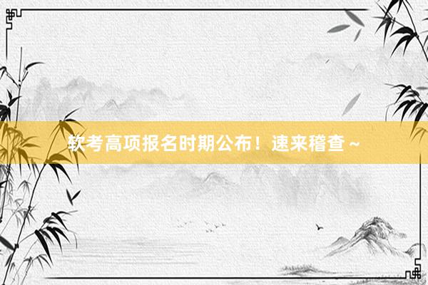 软考高项报名时期公布！速来稽查～